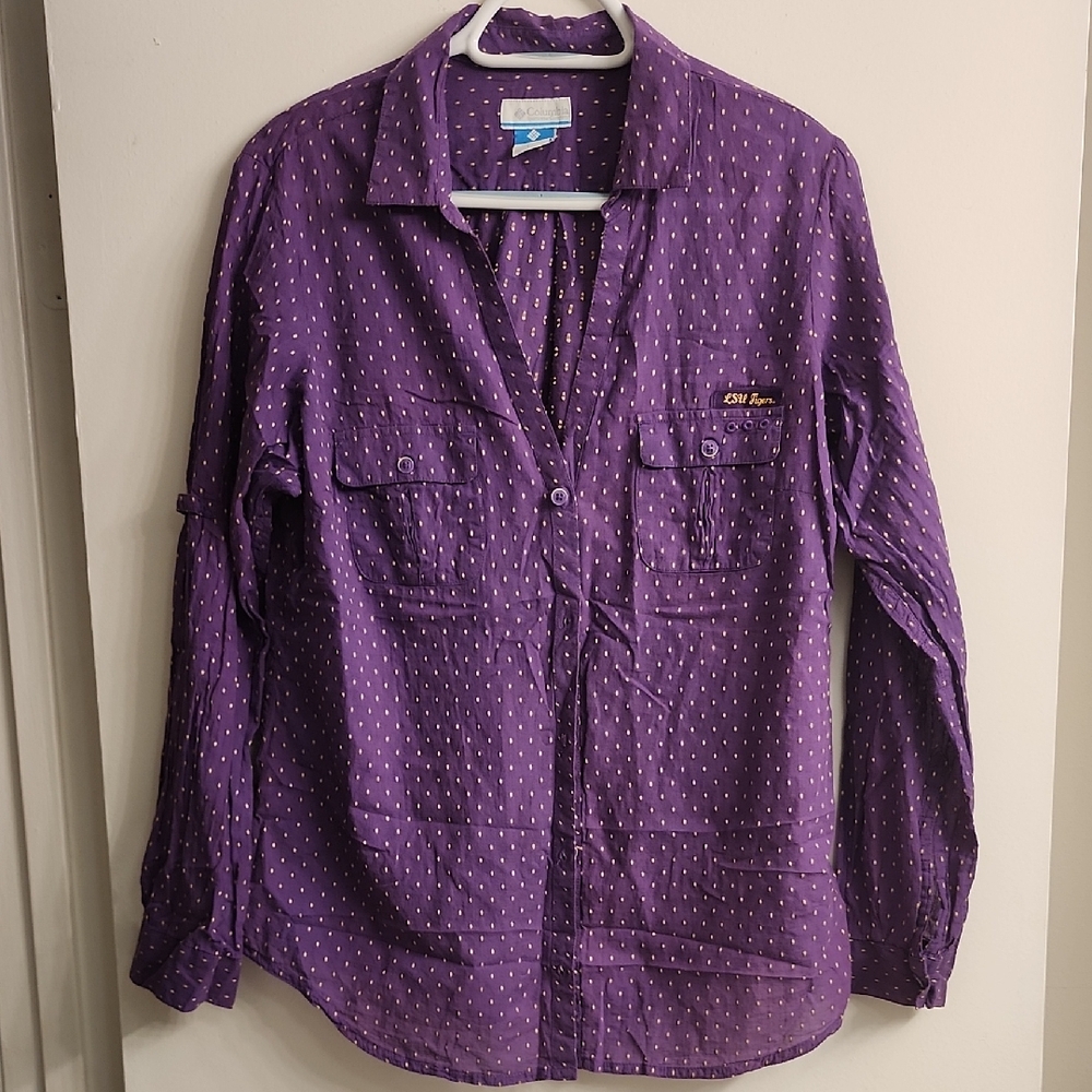 Columbia Women's Purple Button Down Shirt LSU